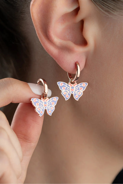 Mineli Kelebek 925 Ayar Rose Kaplama Gümüş Küpe – 5
