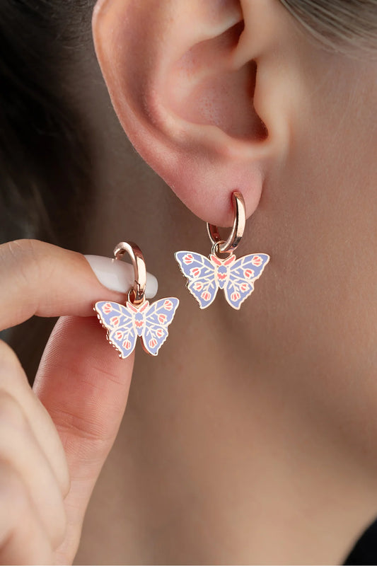 Mineli Kelebek 925 Ayar Rose Kaplama Gümüş Küpe – 5