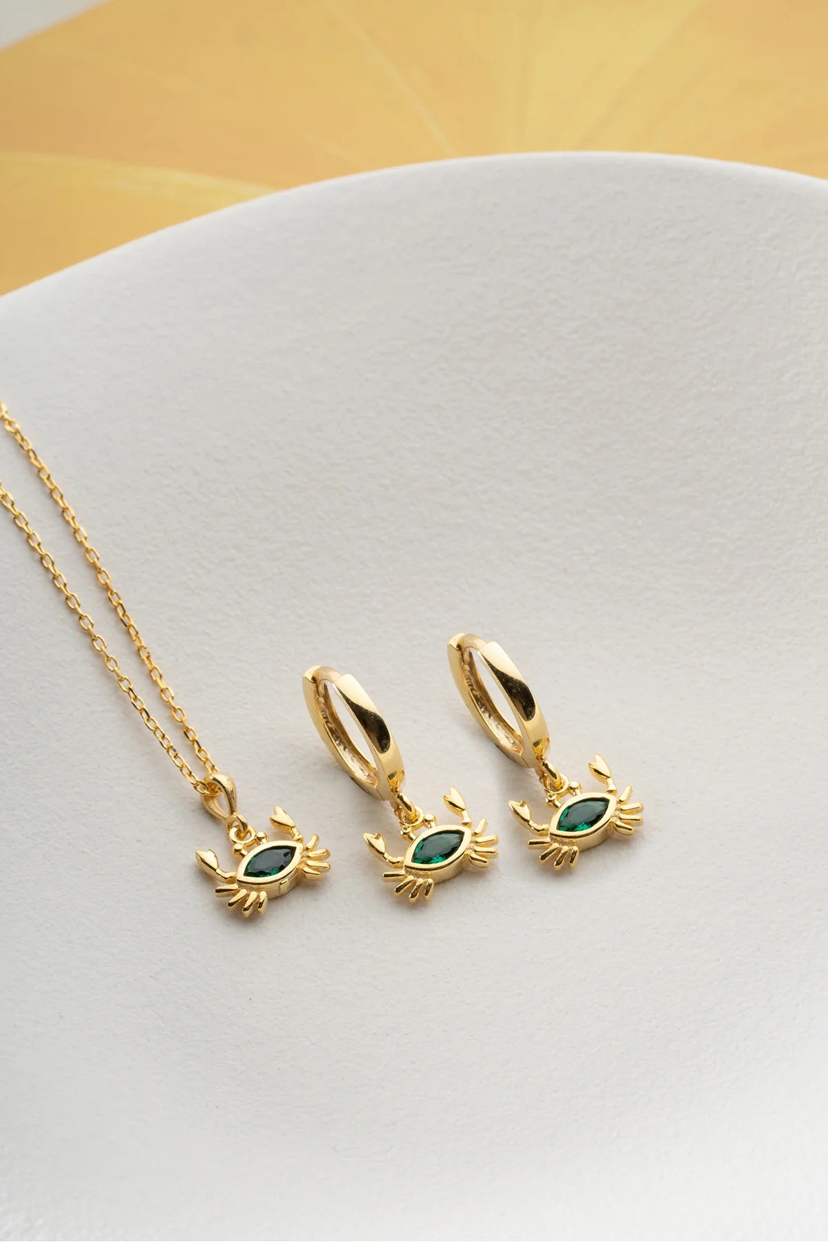 Yengeç 925 Ayar Altın Kaplama Gümüş Set
