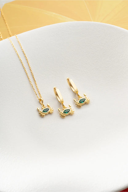 Yengeç 925 Ayar Altın Kaplama Gümüş Set