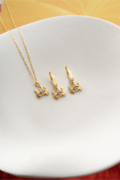 Yengeç 925 Ayar Altın Kaplama Gümüş Set – 2