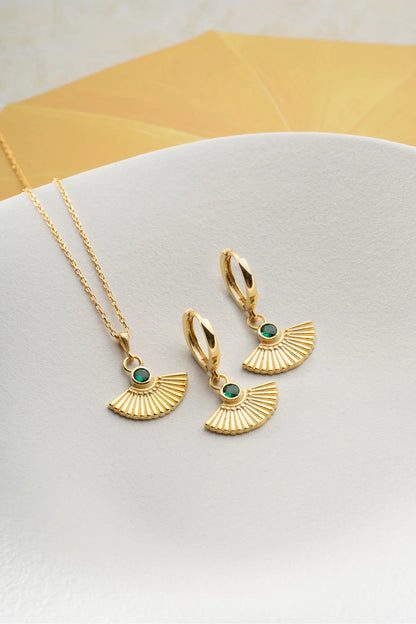 Yelpaze Model 925 Ayar Altın Kaplama Gümüş Set – 3