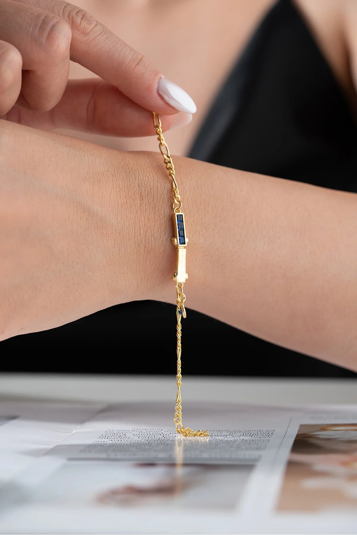 Baguette Stone-set 925 K Gold Plated Silver Bracelet 2