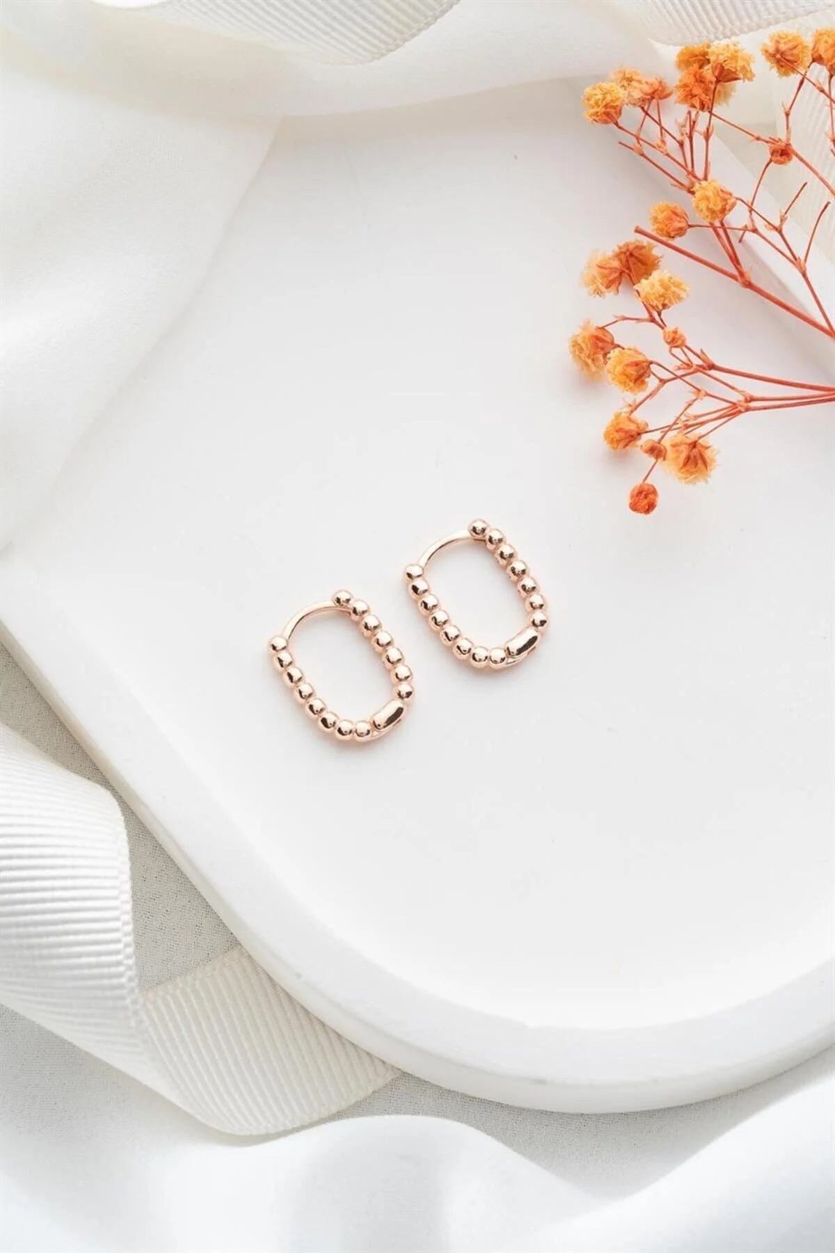 Halka 925 Ayar Rose Kaplama Gümüş Küpe – 6