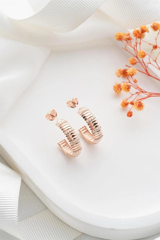 Halka 925 Ayar Rose Kaplama Gümüş Küpe – 5