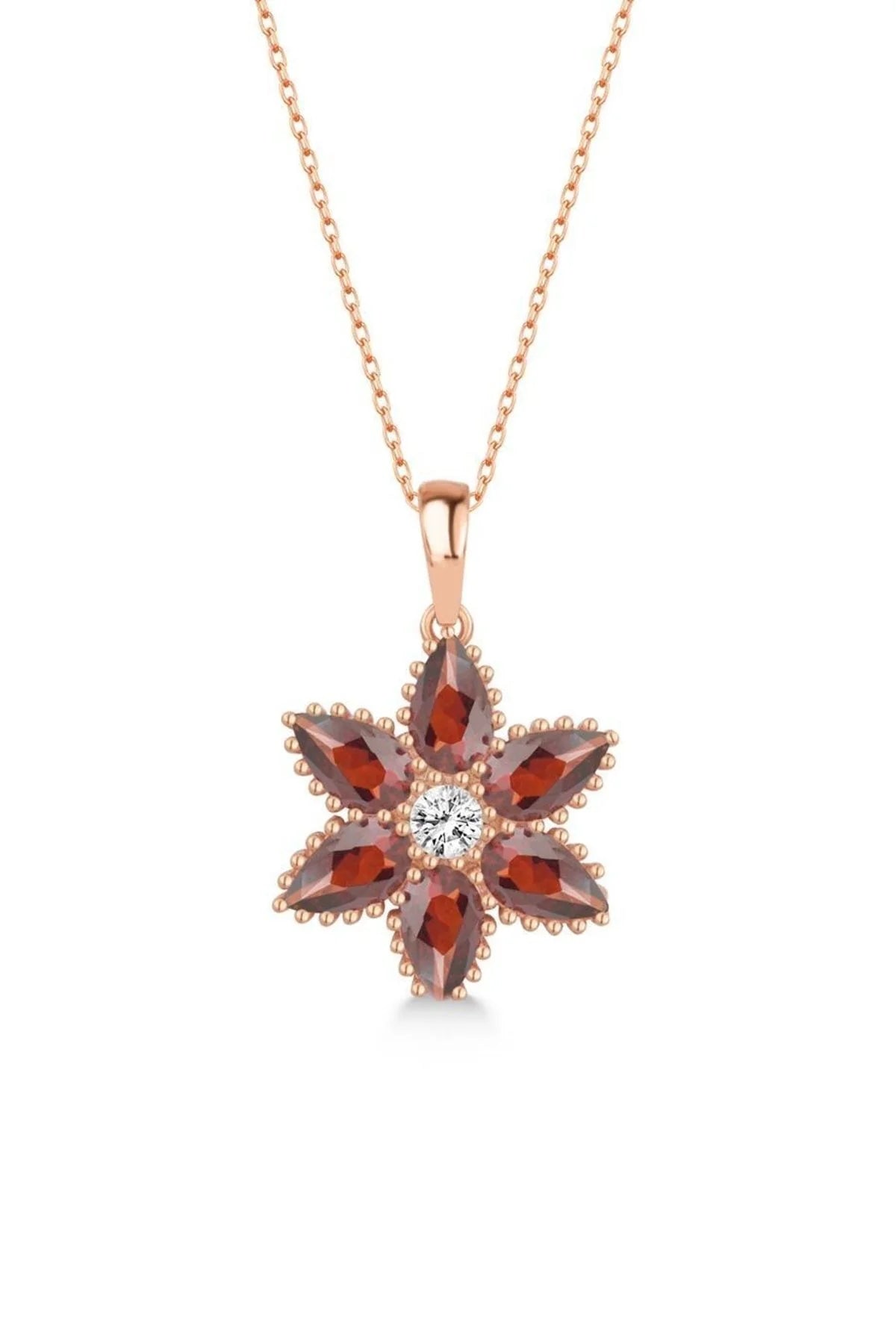 Lotus Çiçeği 925 Ayar Rose Kaplama Gümüş Kolye – 14