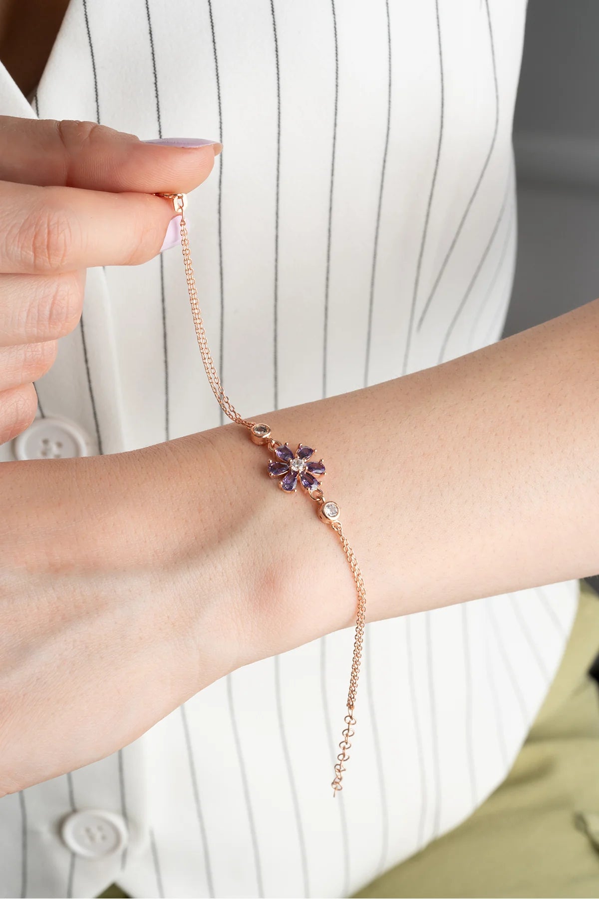 Lotus 925 Ayar Rose Kaplama Gümüş Bileklik