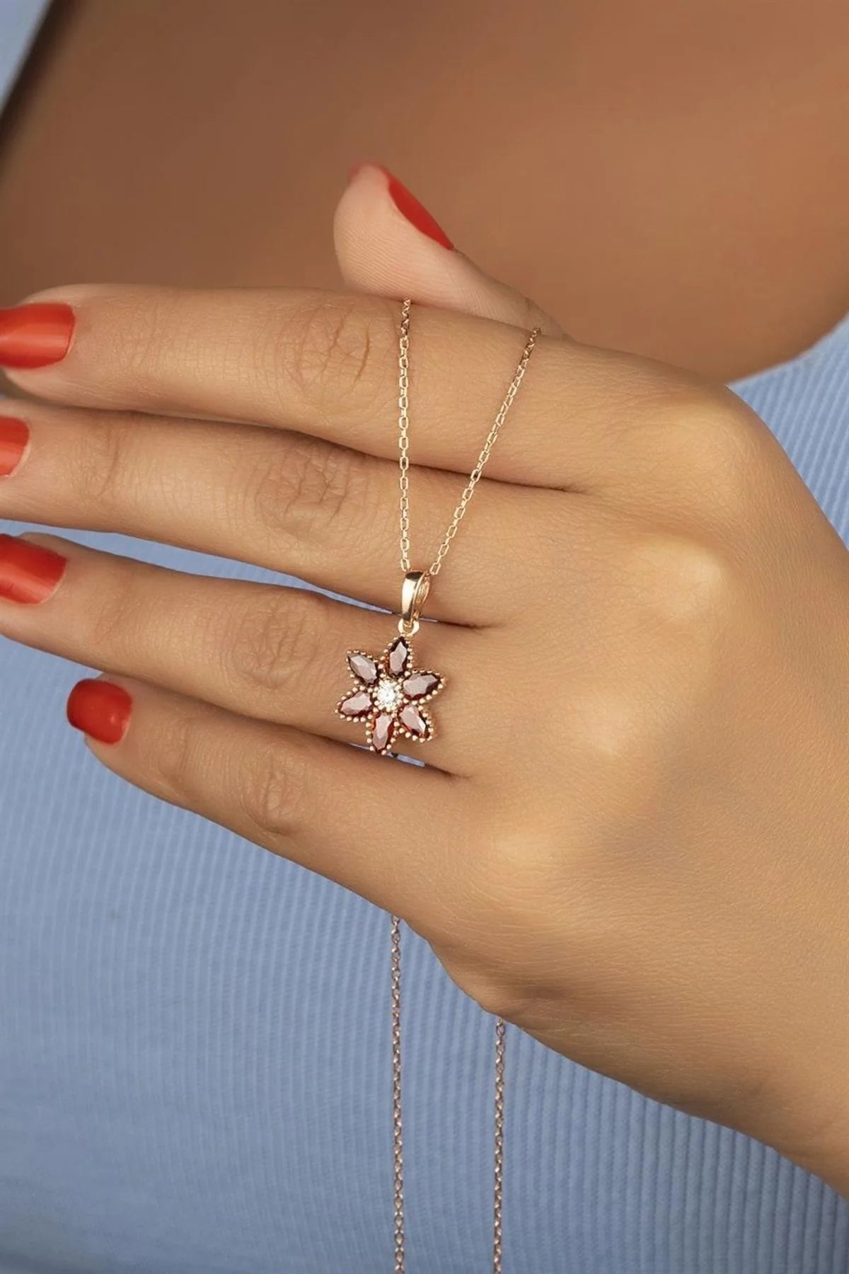 Lotus Çiçeği 925 Ayar Rose Kaplama Gümüş Kolye – 14