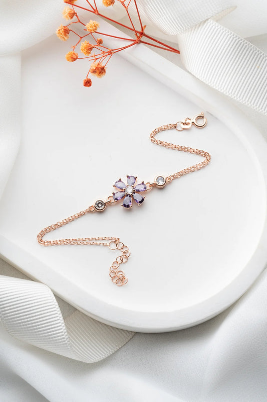Lotus 925 Ayar Rose Kaplama Gümüş Bileklik