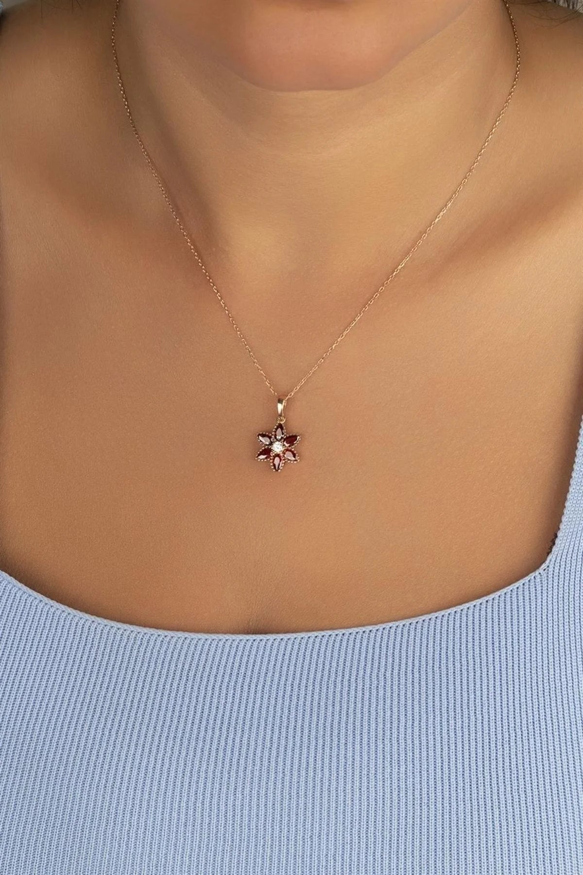 Lotus Çiçeği 925 Ayar Rose Kaplama Gümüş Kolye – 14