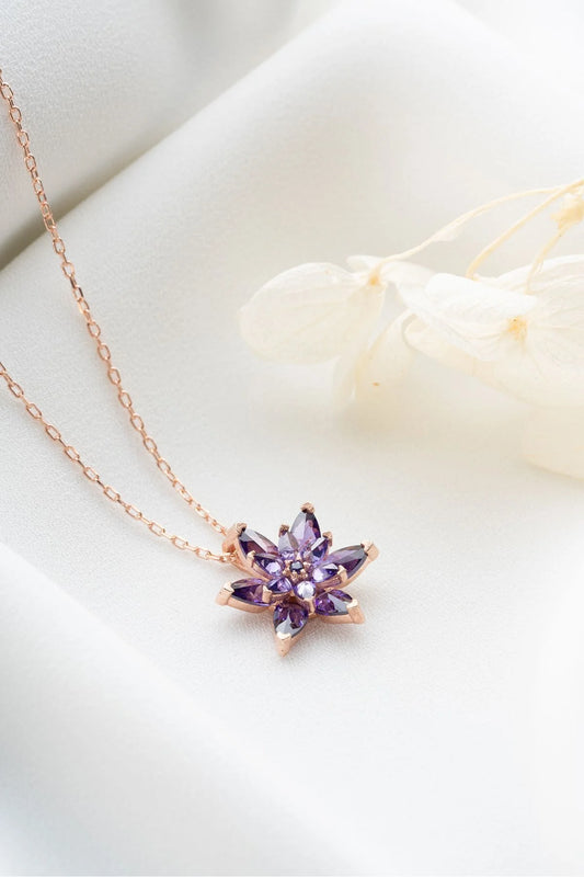 Lotus Çiçeği 925 Ayar Rose Kaplama Gümüş Kolye – 6