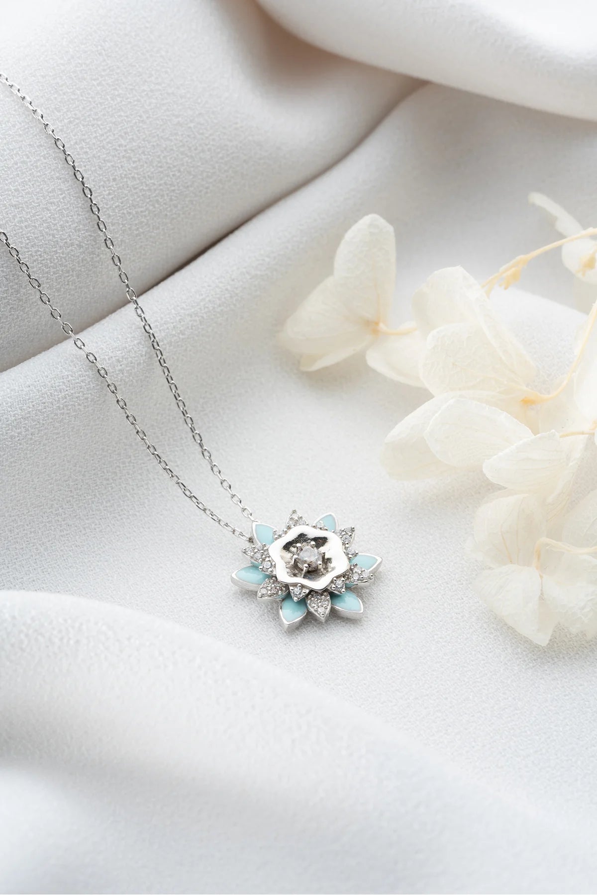Lotus Çiçeği 925 Ayar Gümüş Kolye – 2
