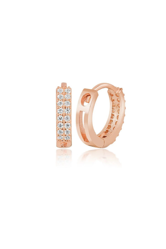 Sıra Taşlı Halka 925 Ayar Rose Kaplama Gümüş Küpe – 3