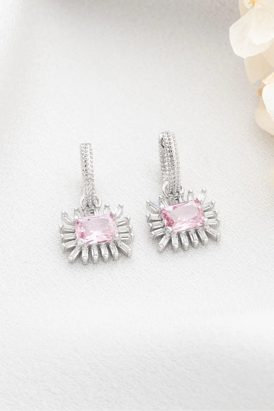 Baget Taşlı 925 Ayar Rose Kaplama Gümüş Küpe – 2