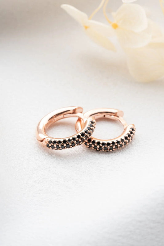 Zirkon Taşlı Halka 925 Ayar Rose Kaplama Gümüş Küpe – 2