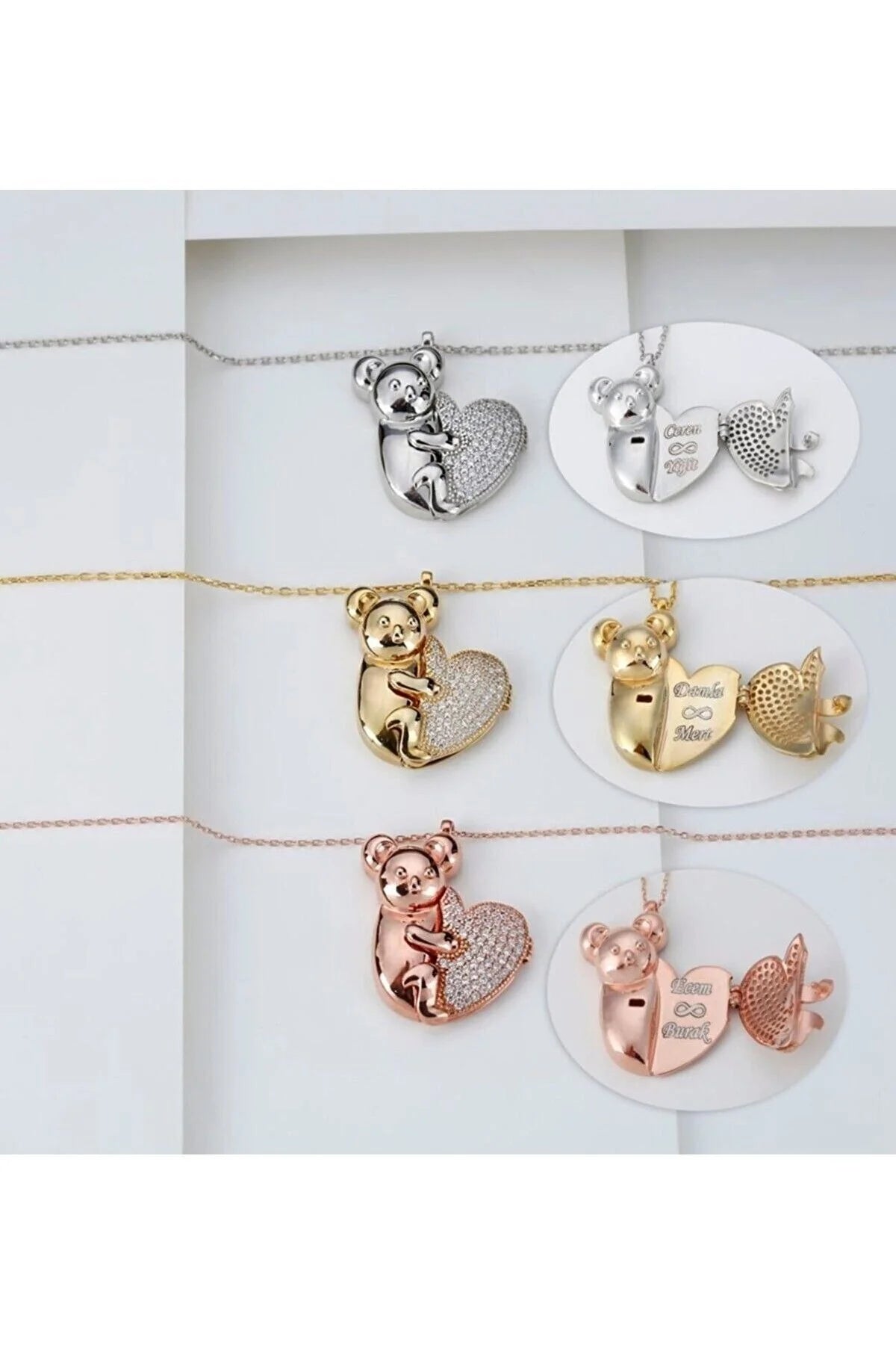 Açılabilen İsimli Koala 925 Ayar Rose Kaplama Gümüş Kolye