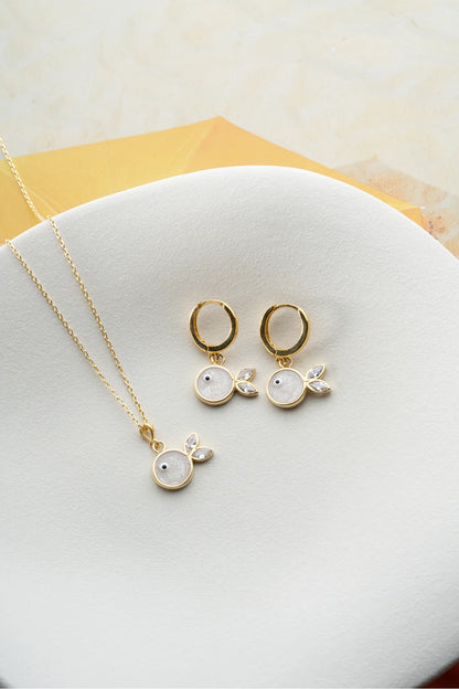 Mineli Balık 925 Ayar Altın Kaplama Gümüş Set – 3