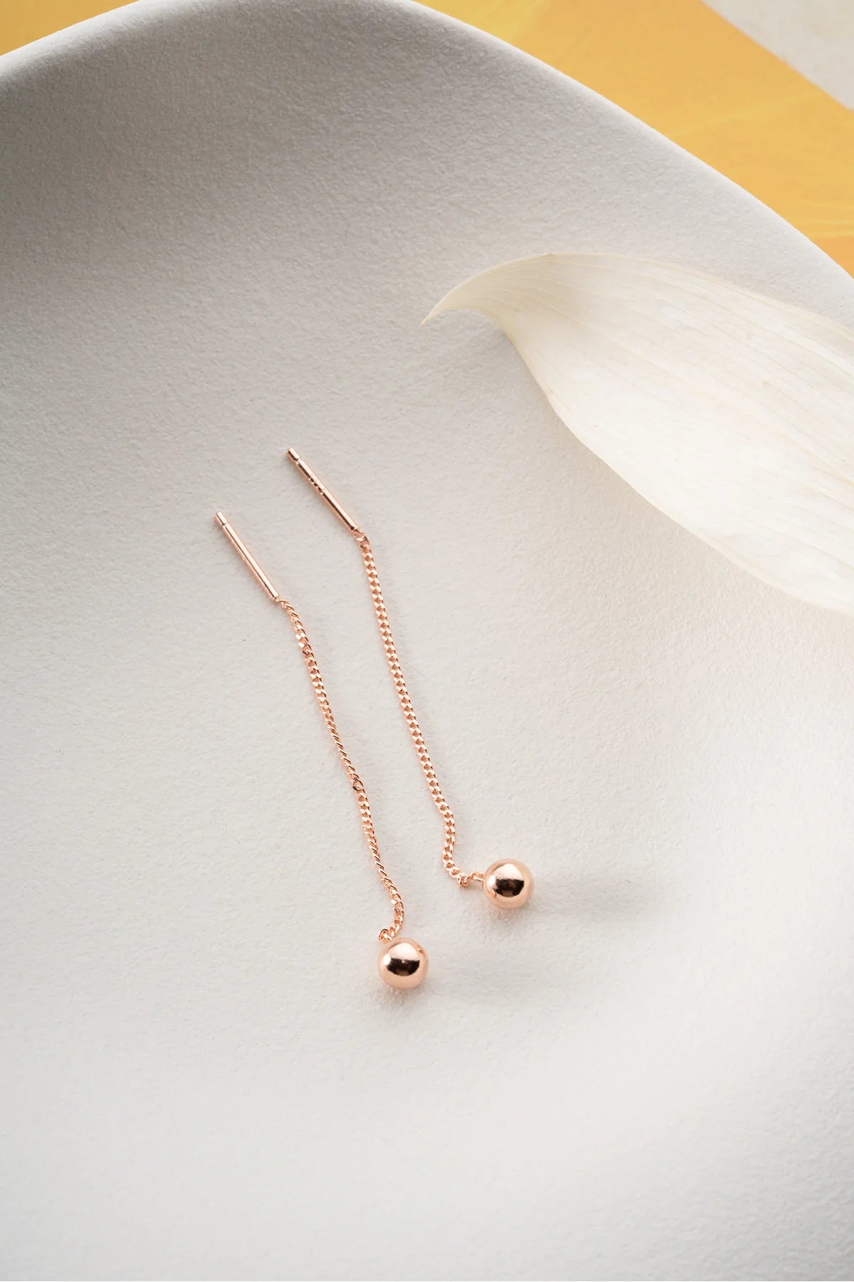 Top Zincir 925 Ayar Rose Kaplama Gümüş Küpe