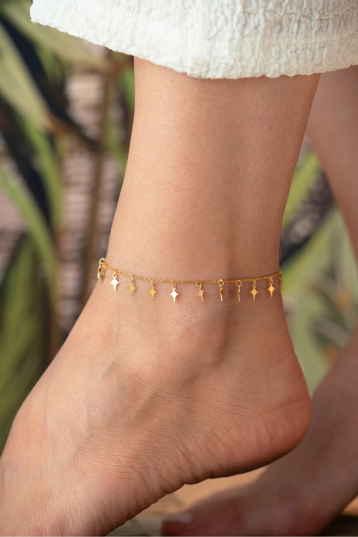 Kutup Yıldızlı 925 Ayar Altın Kaplama Gümüş Halhal