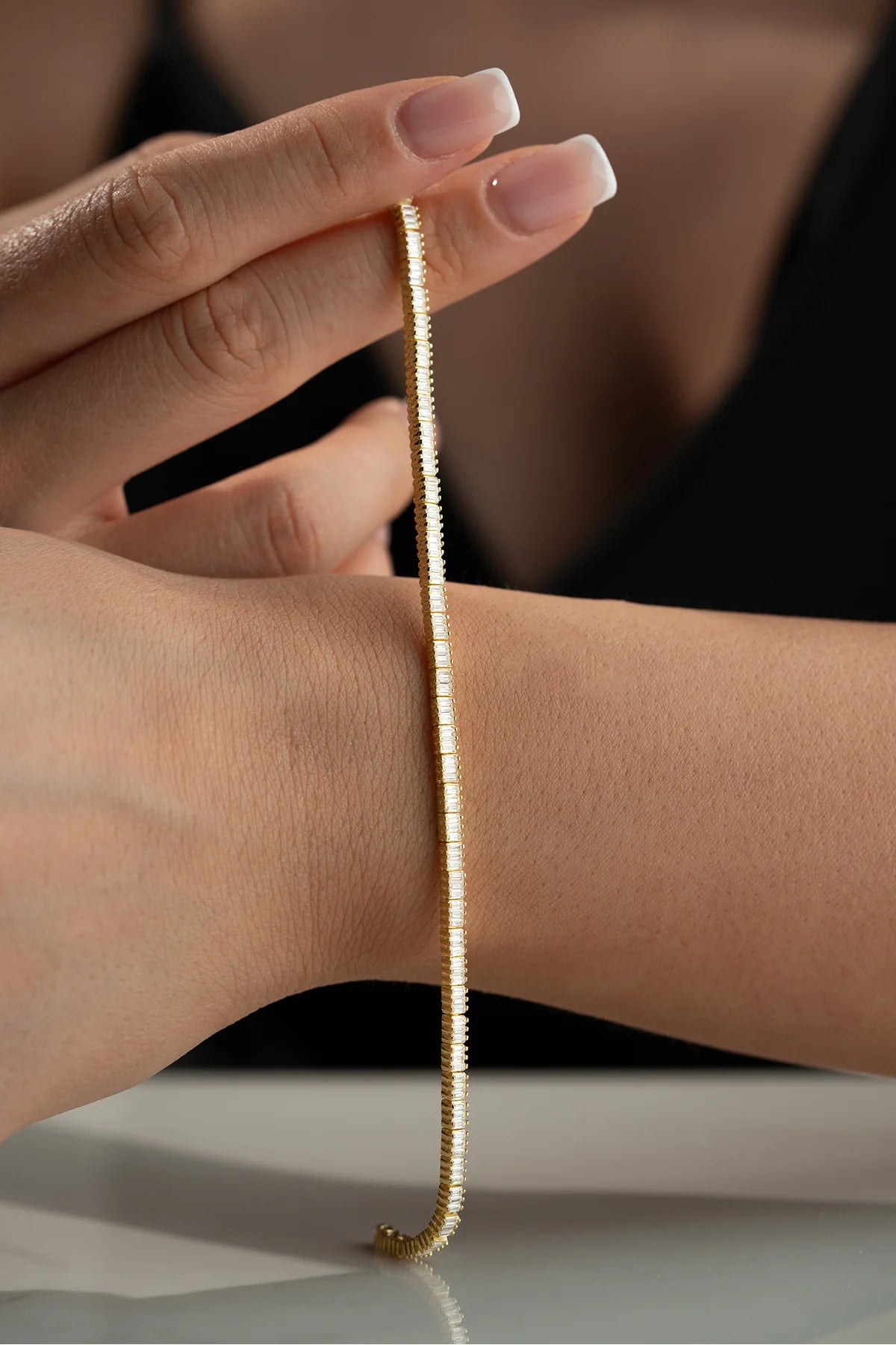 Baguette Stone-set Suyolu Trend 925 K Gold Plated Silver Bracelet