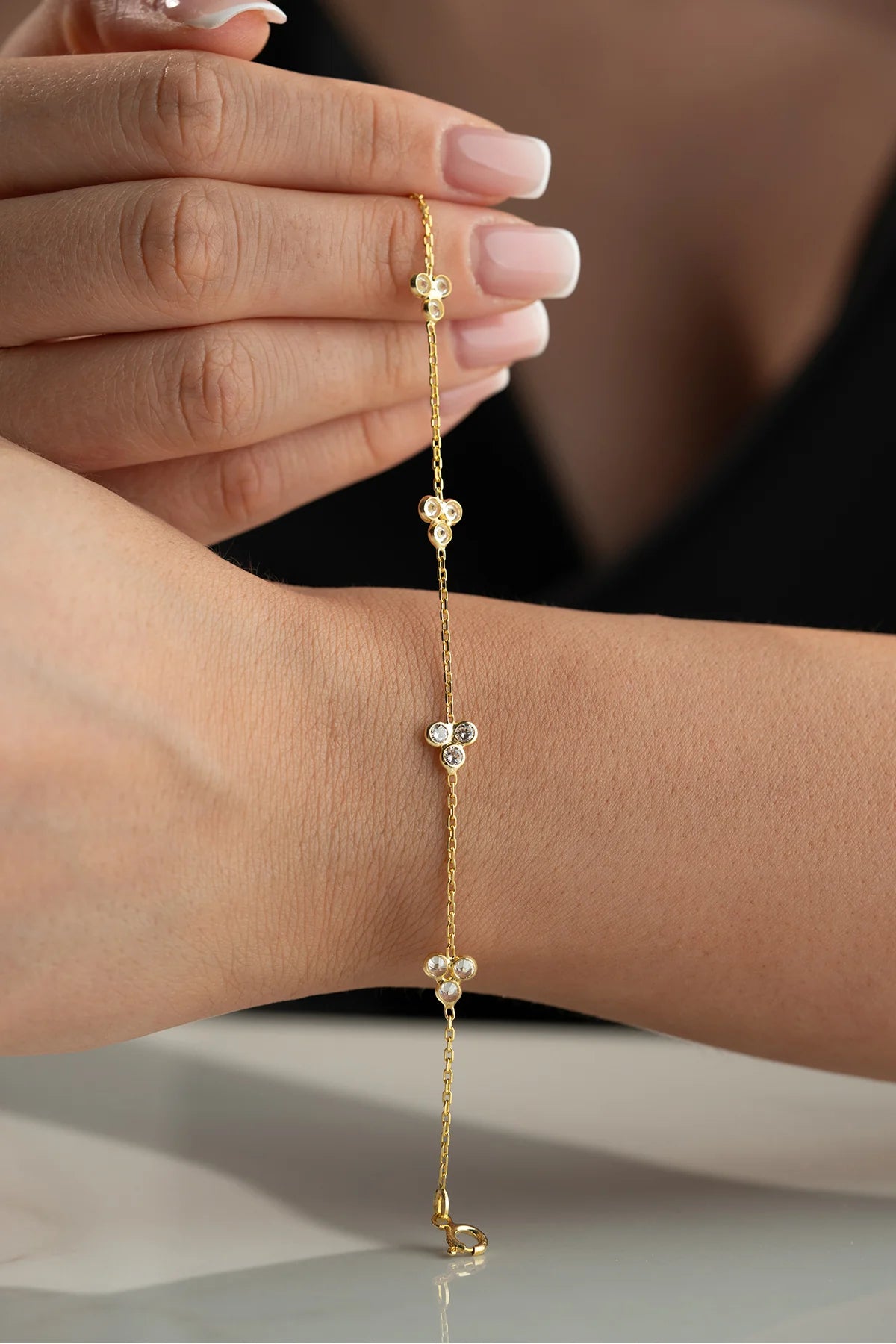 Stone-set 925 K Gold Plated Silver Bracelet