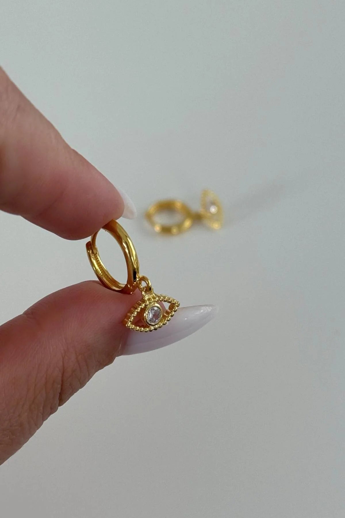 Halkalı Göz 925 Ayar Altın Kaplama Gümüş Küpe