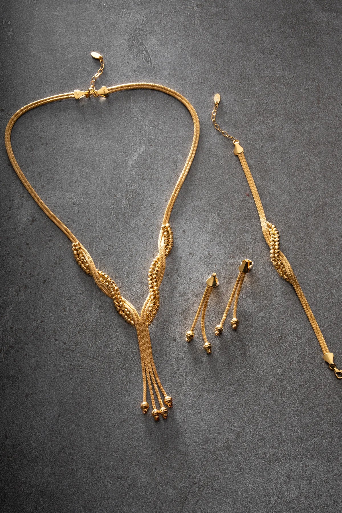 Hasır 925 Ayar Altın Kaplama Gümüş Set – 3