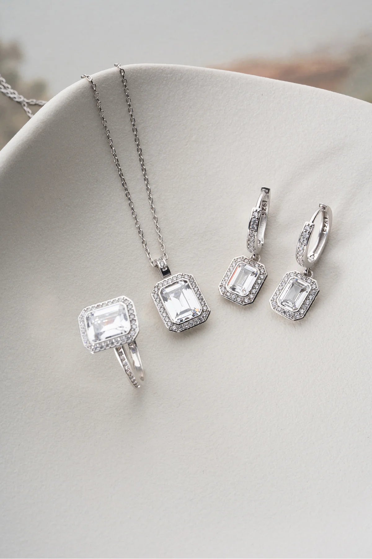 Zirkon Taşlı Baget 925 Ayar Gümüş Set – 2