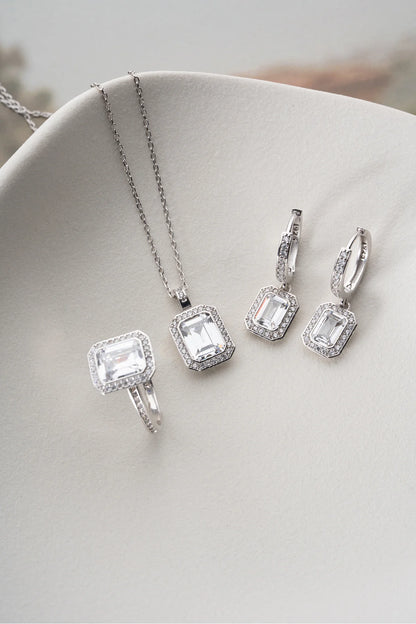 Zirkon Taşlı Baget 925 Ayar Gümüş Set – 2