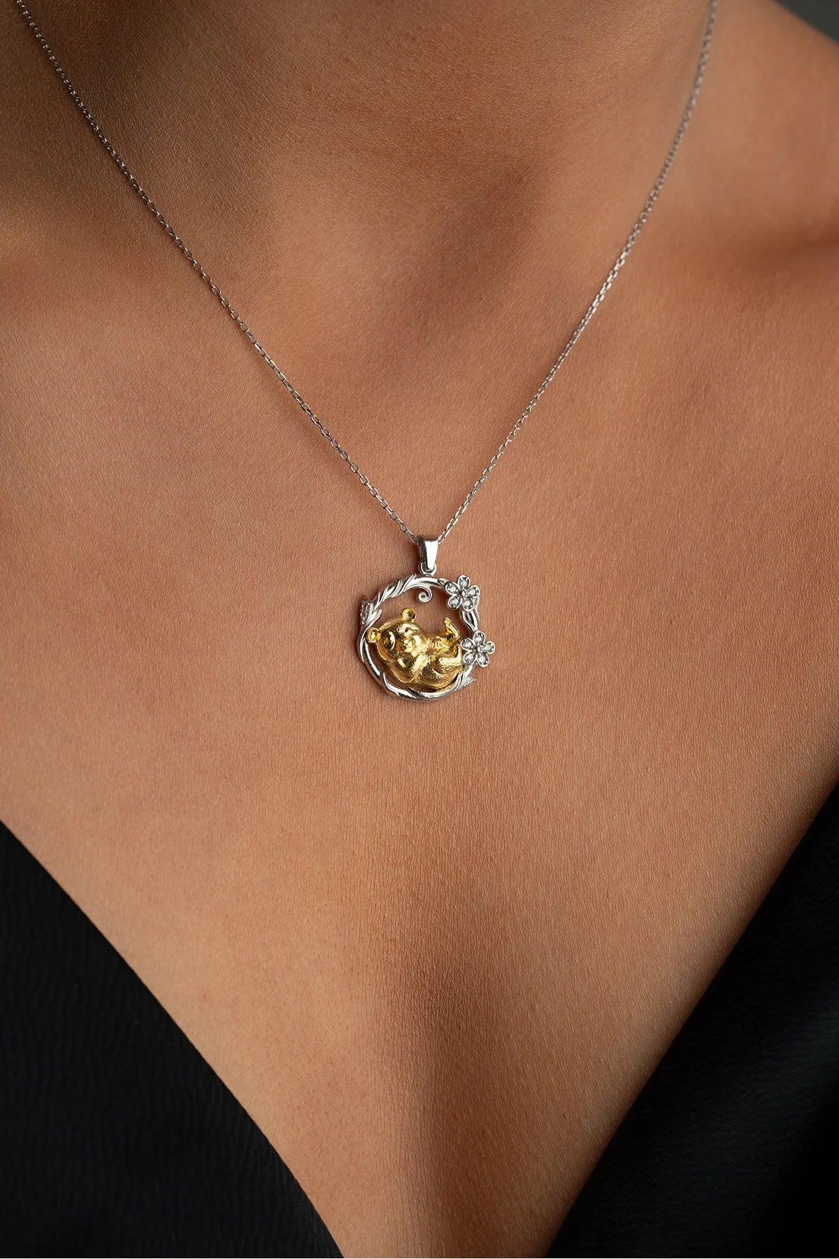 Çiçekli Özel Tasarım 925 Ayar Gümüş Kolye