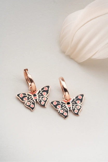 Mineli Kelebek 925 Ayar Rose Kaplama Gümüş Küpe – 4