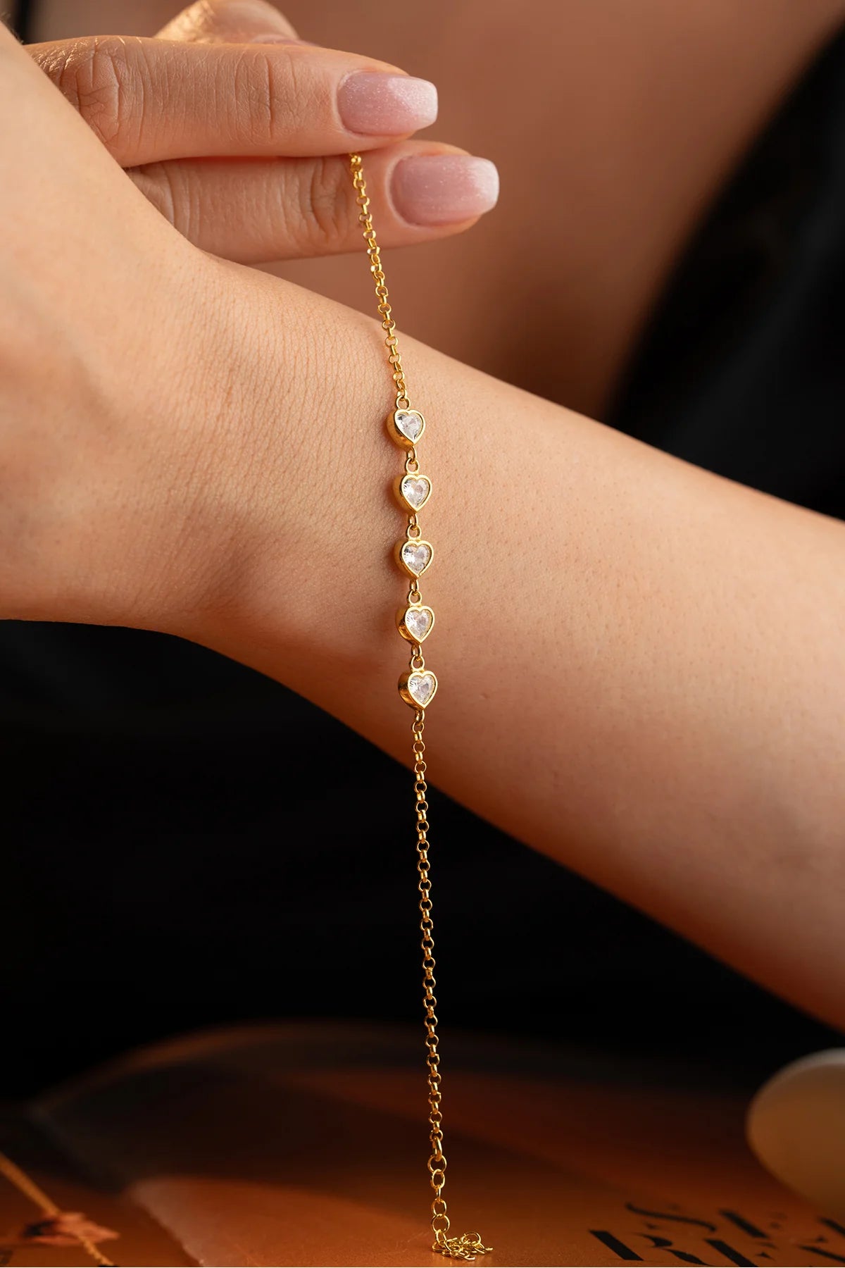 Heart 925 K Gold Plated Silver Bracelet 5