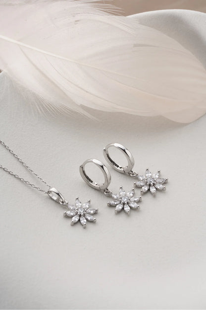 Çiçek 925 Ayar Gümüş Set