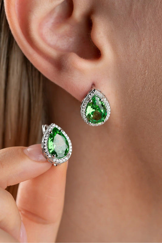 Zirkon Taşlı Damla 925 Ayar Gümüş Küpe