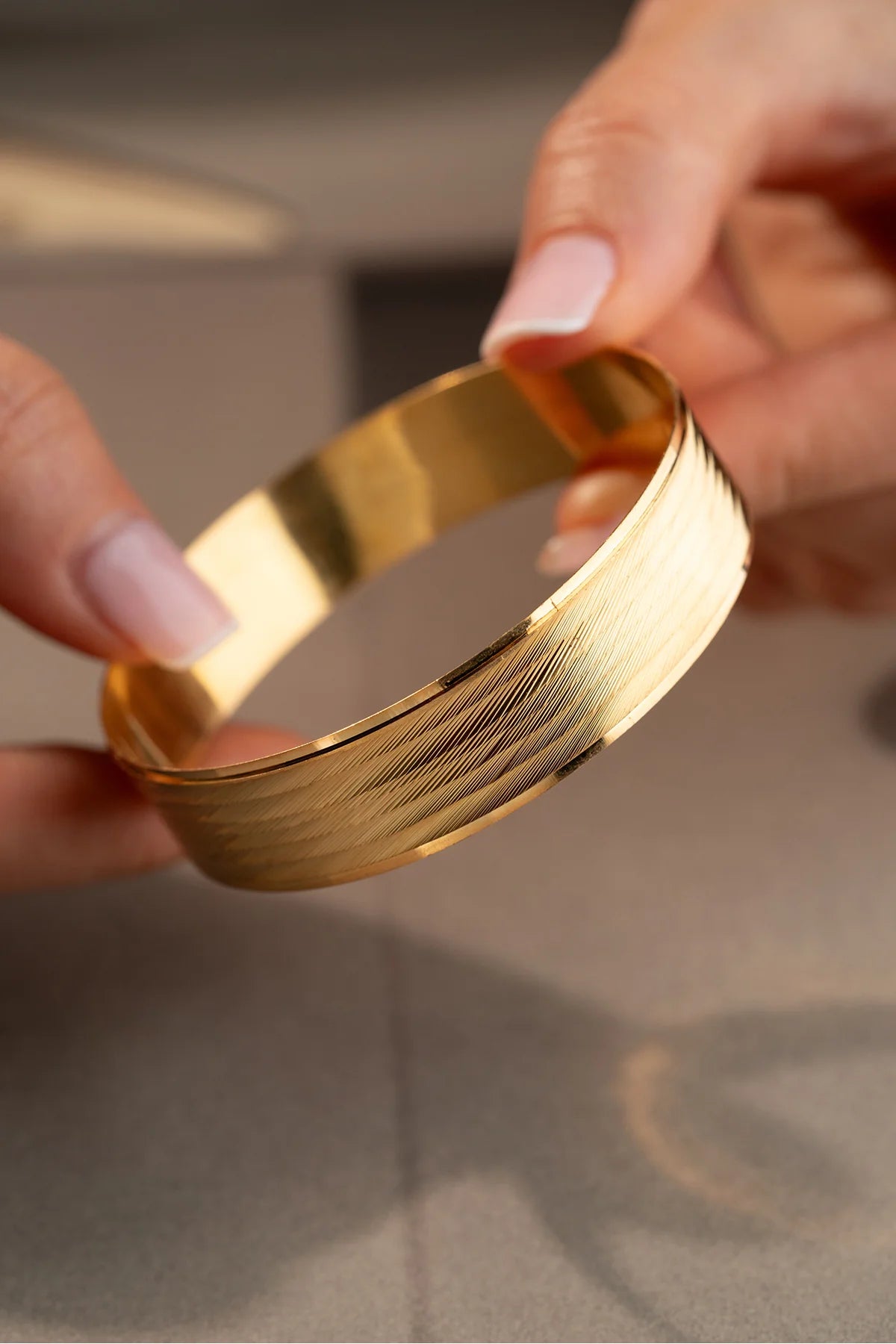 Tranbzon Mesh Bangle 925 K Gold Plated Silver Bracelet
