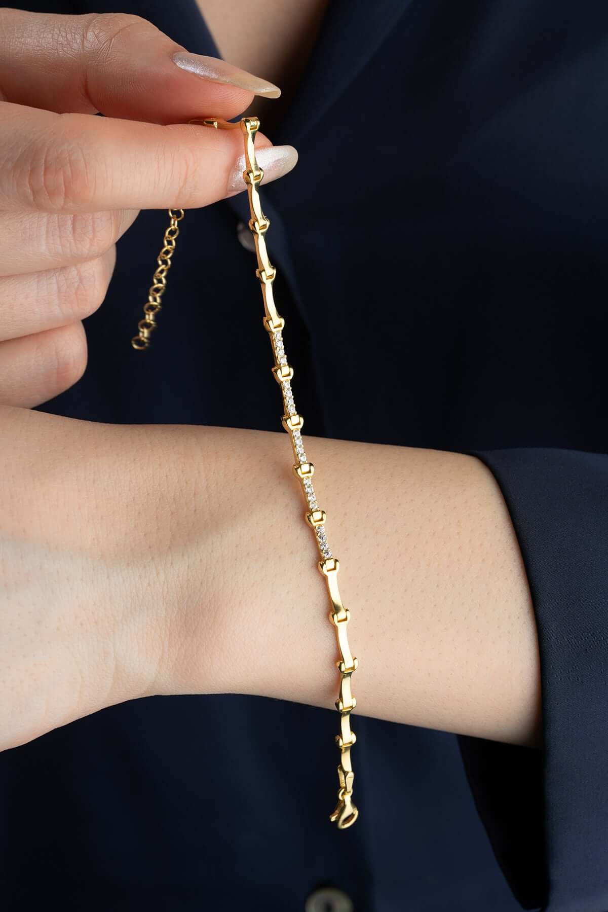 925 Ayar Gümüş Kemerli Su Yolu Bileklik - ÖzelSen