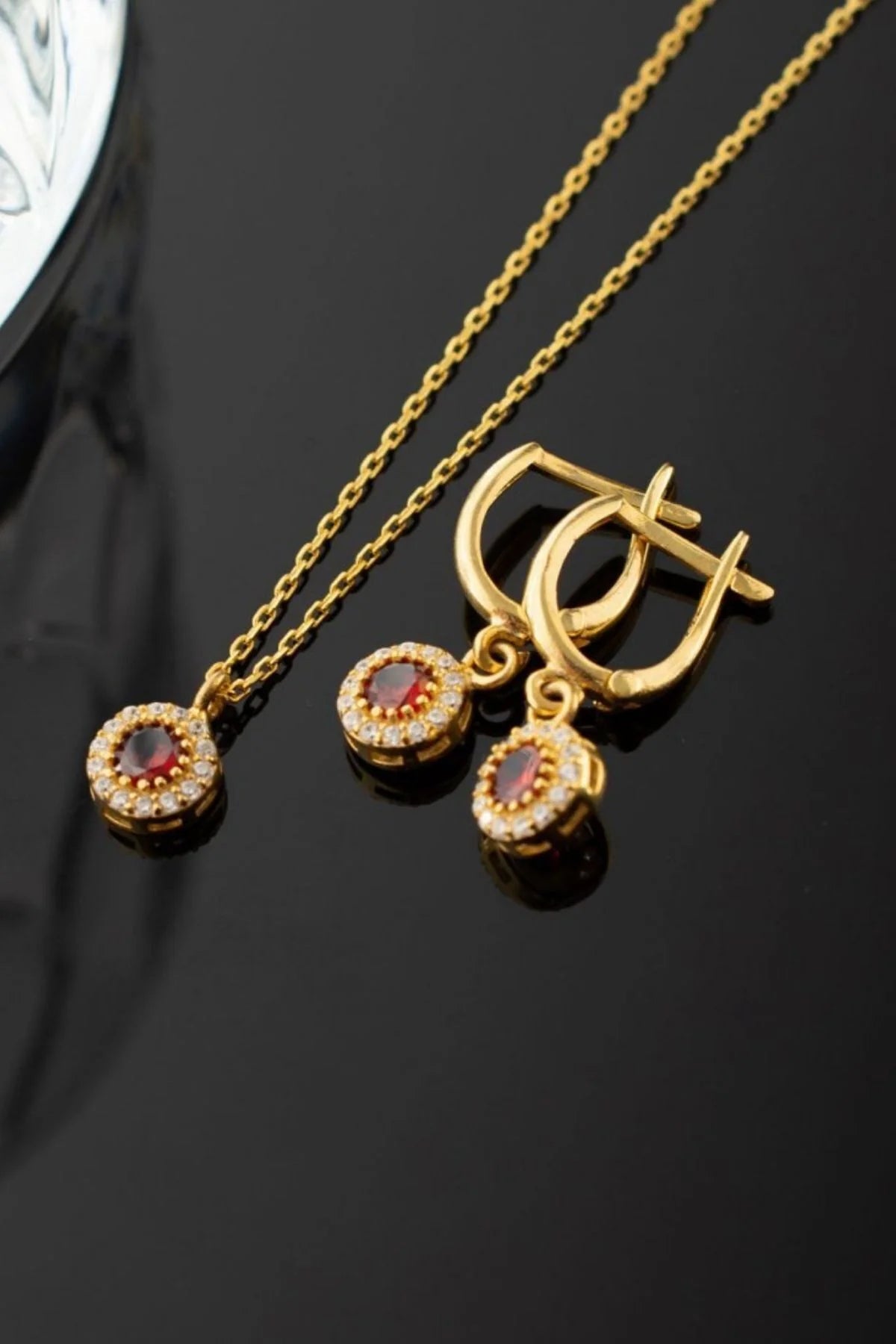 Taşlı 925 Ayar Altın Kaplama Gümüş Set – 2