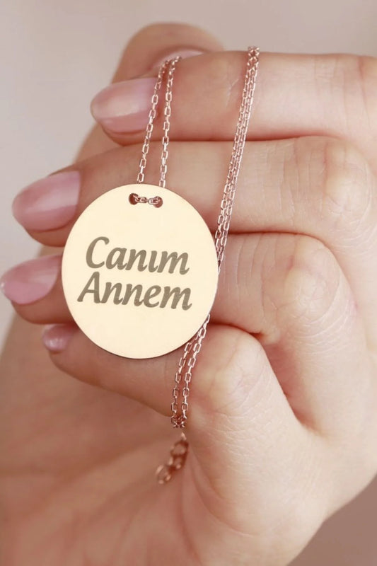Canım Annem Plaka 925 Ayar Altın Kaplama Gümüş Kolye
