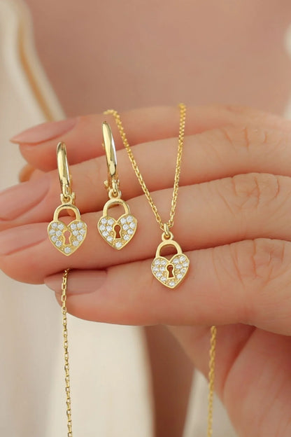 Kalpli 925 Ayar Altın Kaplama Gümüş Set