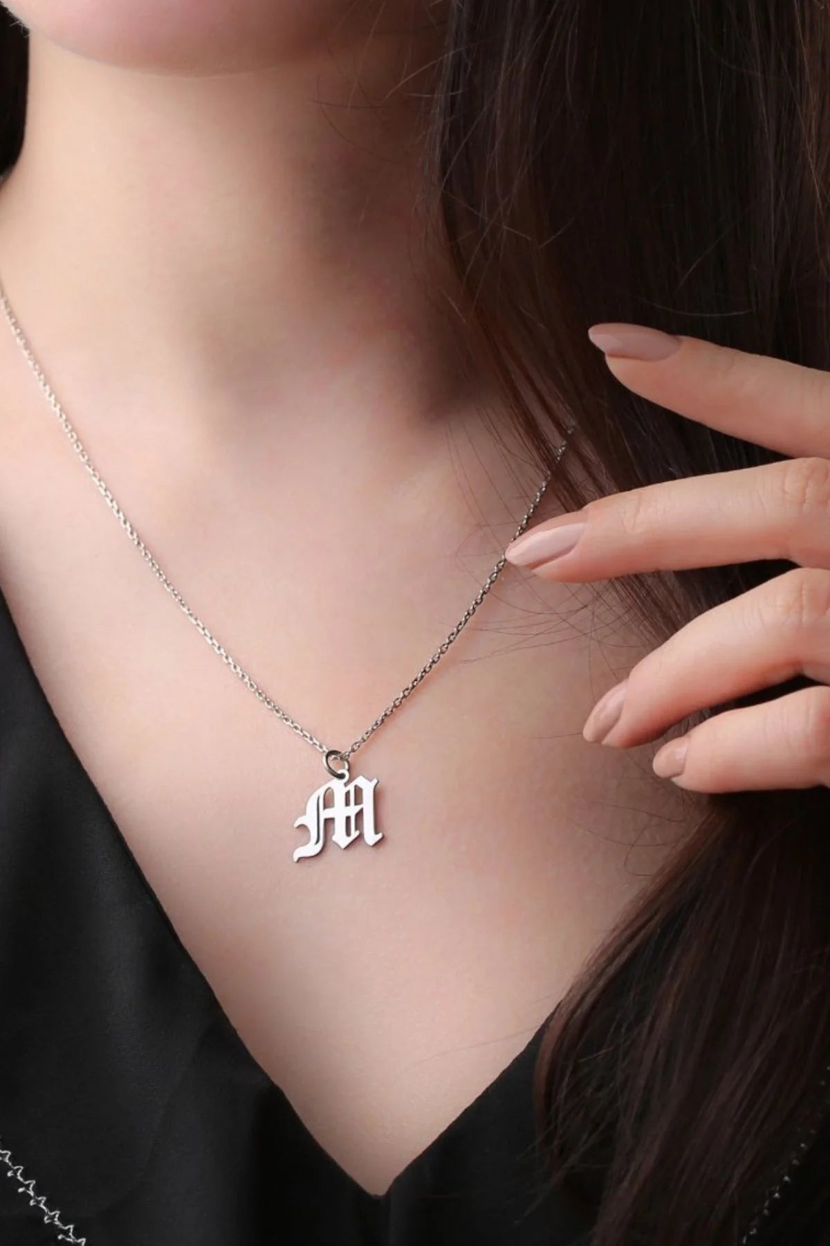 Trend Harfli 925 Ayar Altın Kaplama Gümüş Kolye