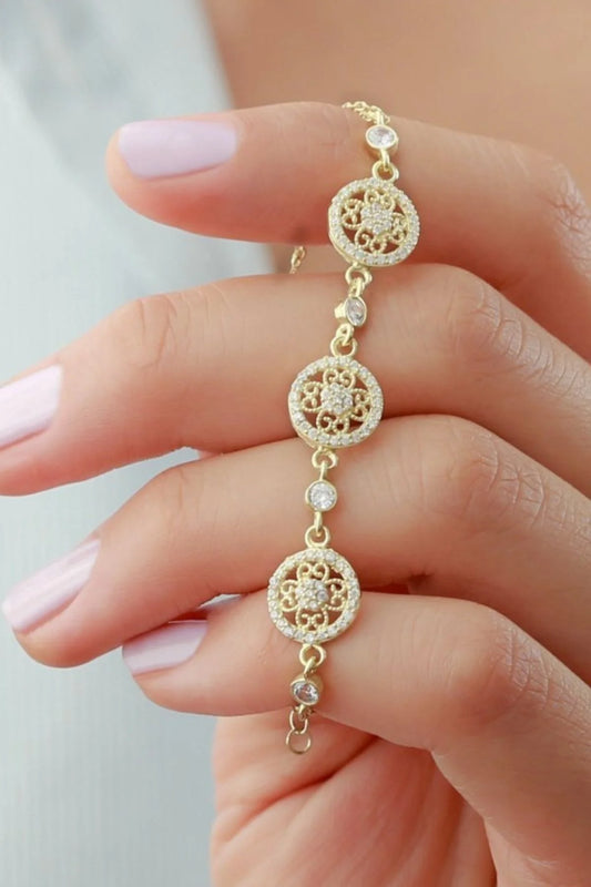 Çiçek 925 Ayar Altın Kaplama Gümüş Bileklik – 2