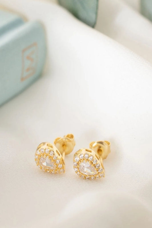 Nisan Ayı Doğum Taşı (Diamond) Damla 925 Ayar Altın Kaplama Gümüş Küpe