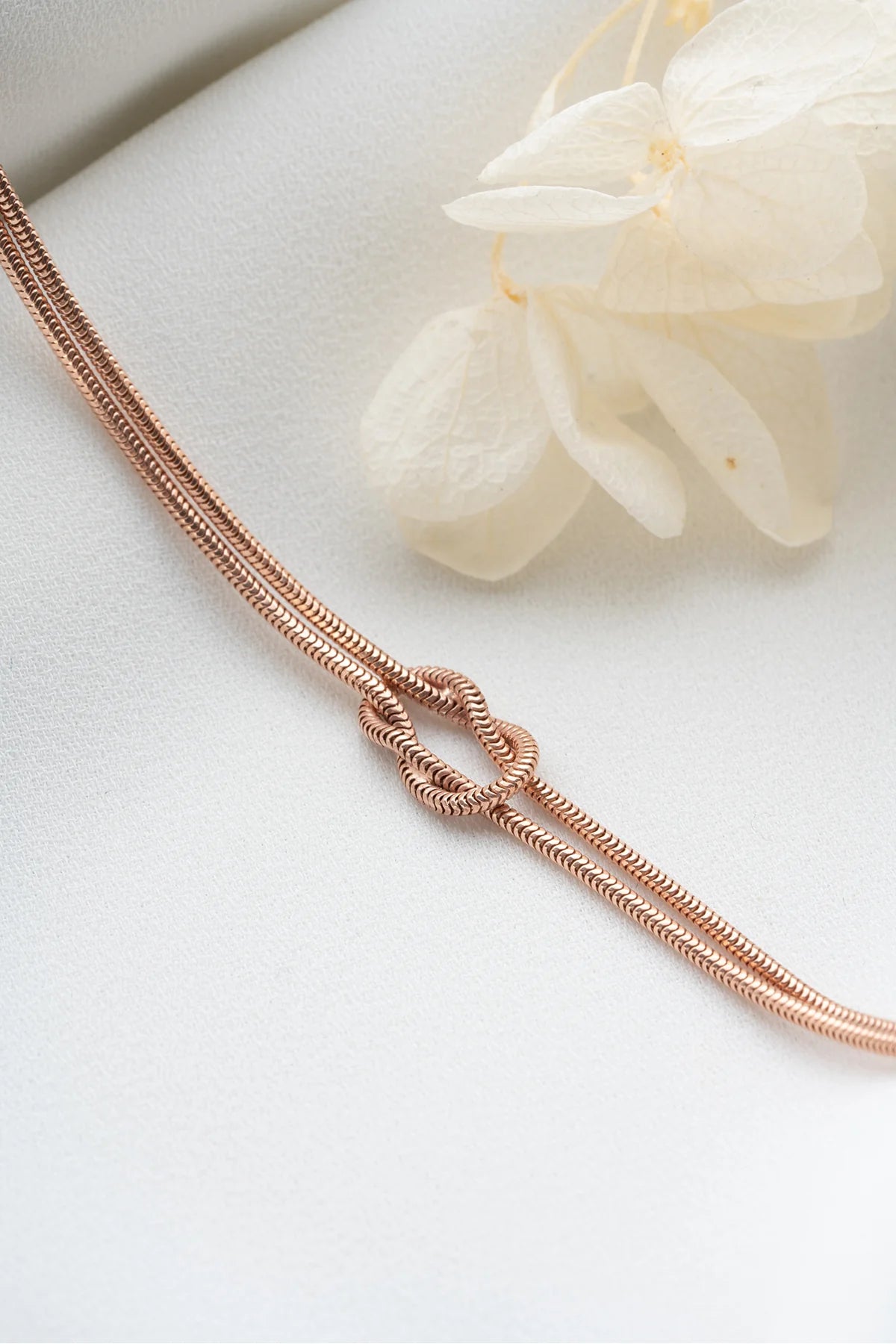 Aşk Düğümü 925 Ayar Rose Kaplama Gümüş Bileklik