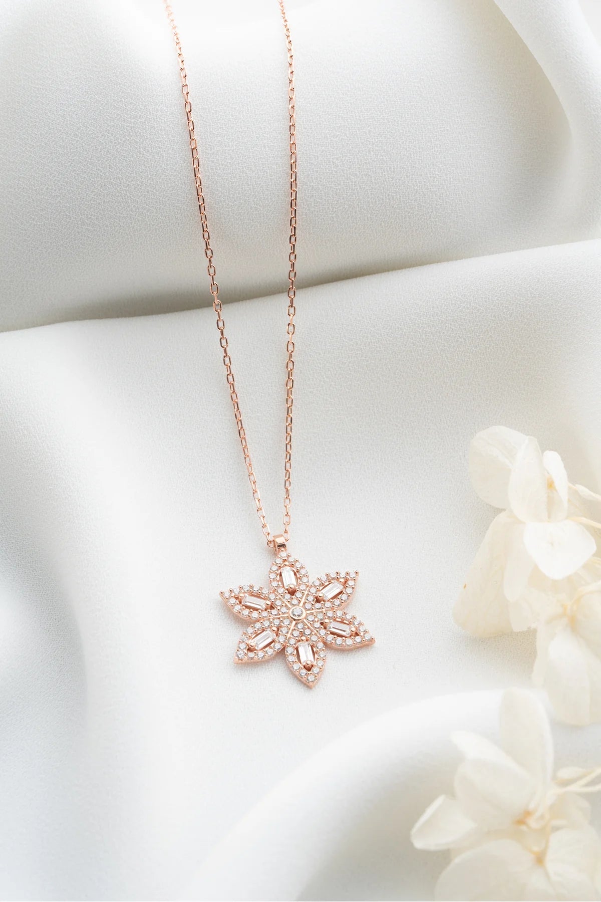 Baget Taşlı 925 Ayar Rose Kaplama Gümüş Kolye – 2