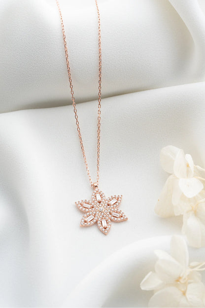 Baget Taşlı 925 Ayar Rose Kaplama Gümüş Kolye – 2