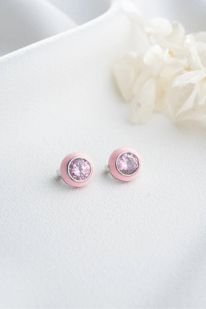Minik Taşlı 925 Ayar Rose Kaplama Gümüş Küpe