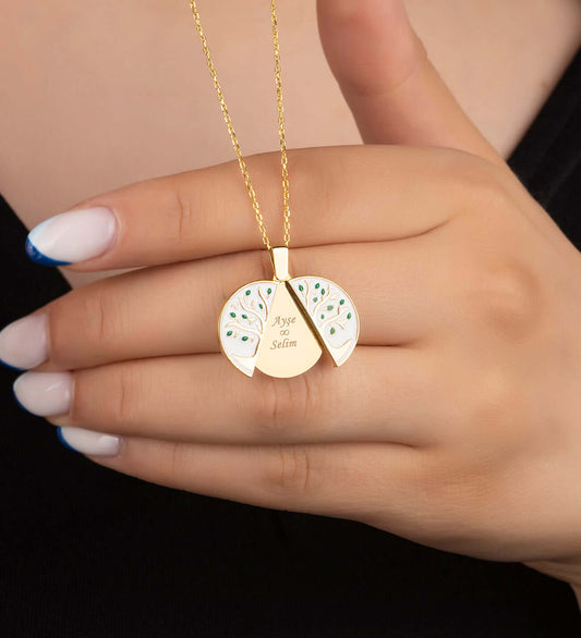 Açılır Kapanır Hayat Ağacı Gümüş İsimli Kolye - ÖzelSen