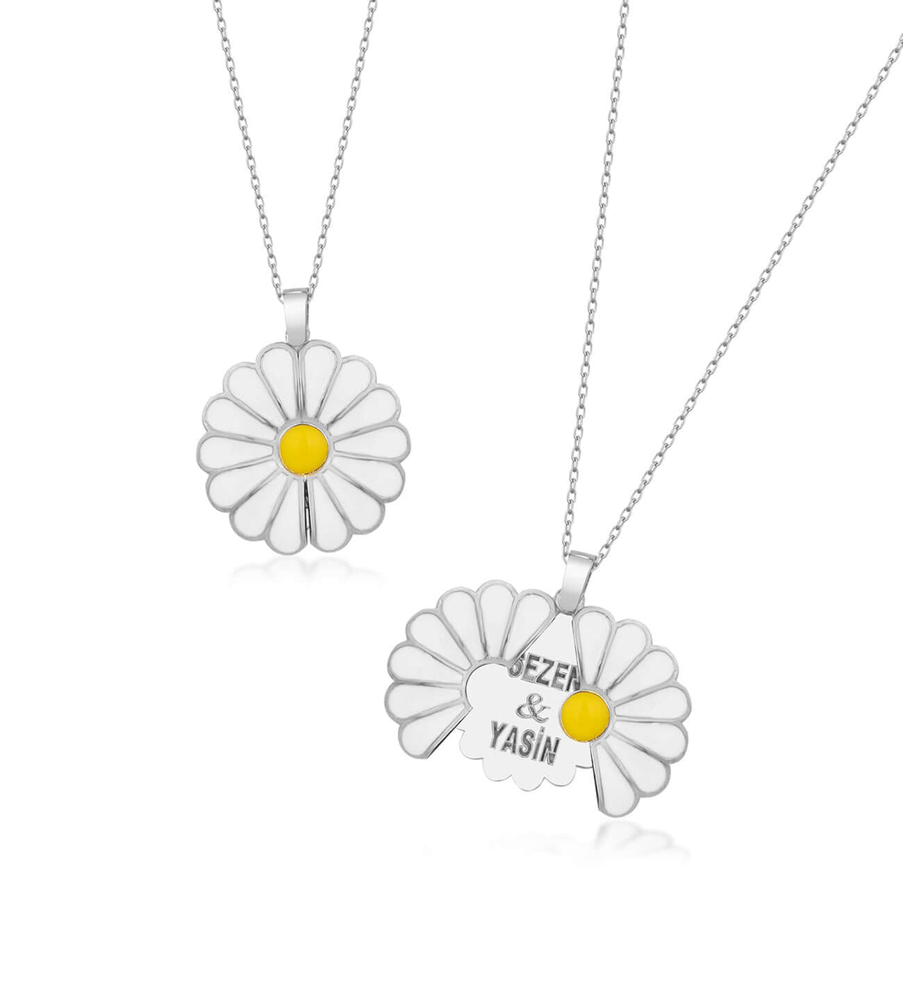 Açılır Kapanır Papatya 925 Ayar Gümüş İsimli Kolye - ÖzelSen