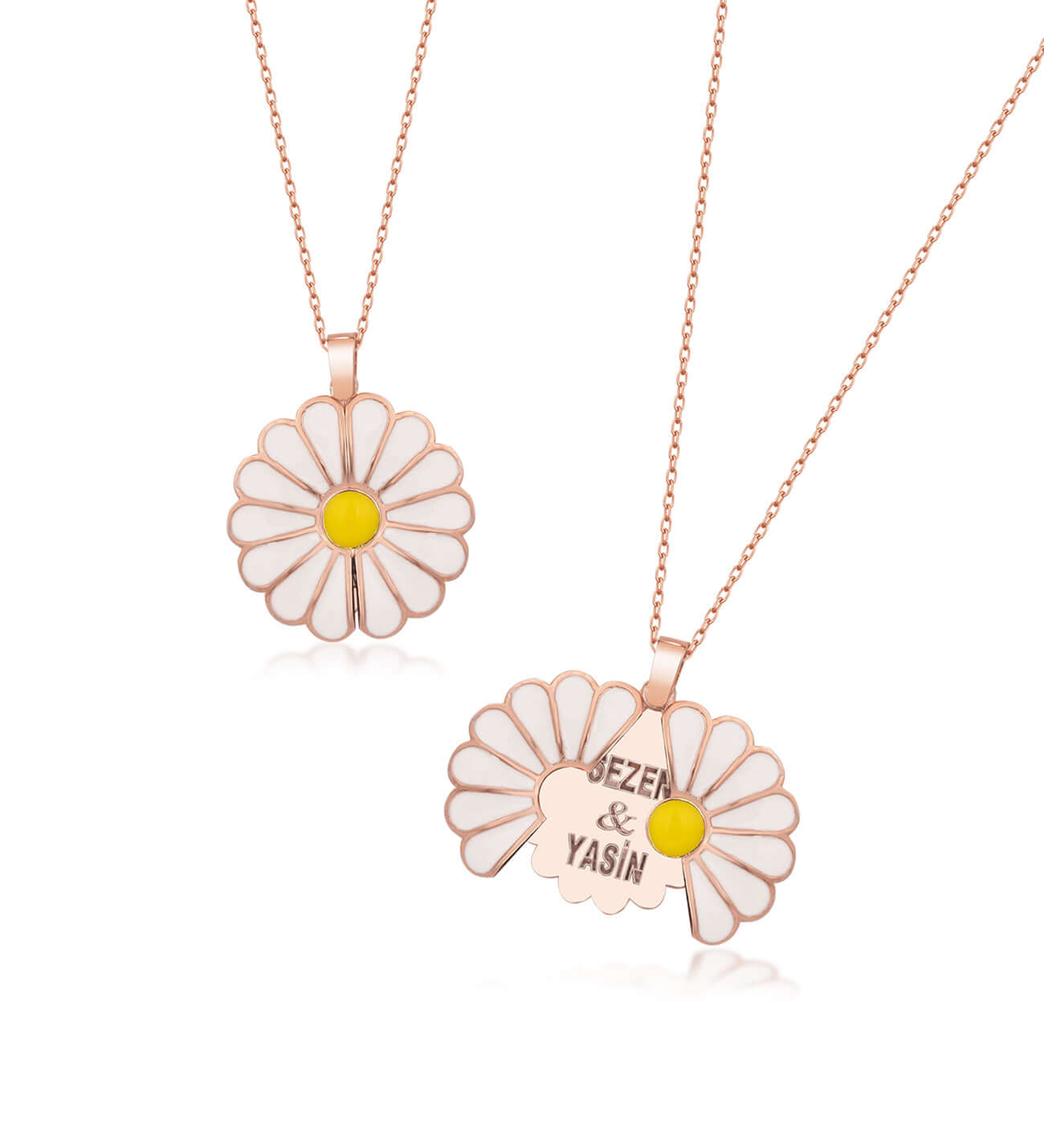 Açılır Kapanır Papatya 925 Ayar Gümüş İsimli Kolye - ÖzelSen