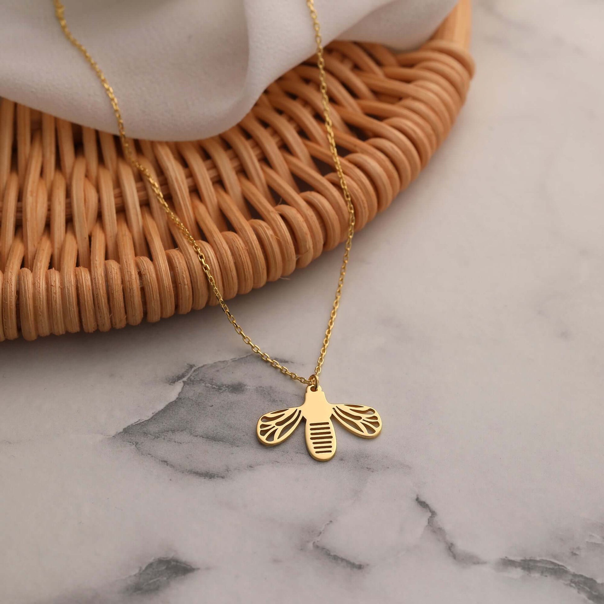 925 Ayar Gümüş Minimal Arı Kolye - ÖzelSen